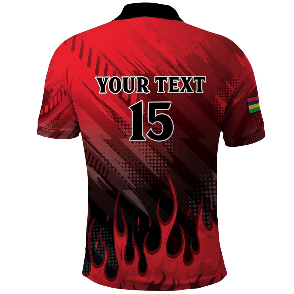 Personalised Mauritius Football Polo Shirt Allez Les Dodos Grunge Style