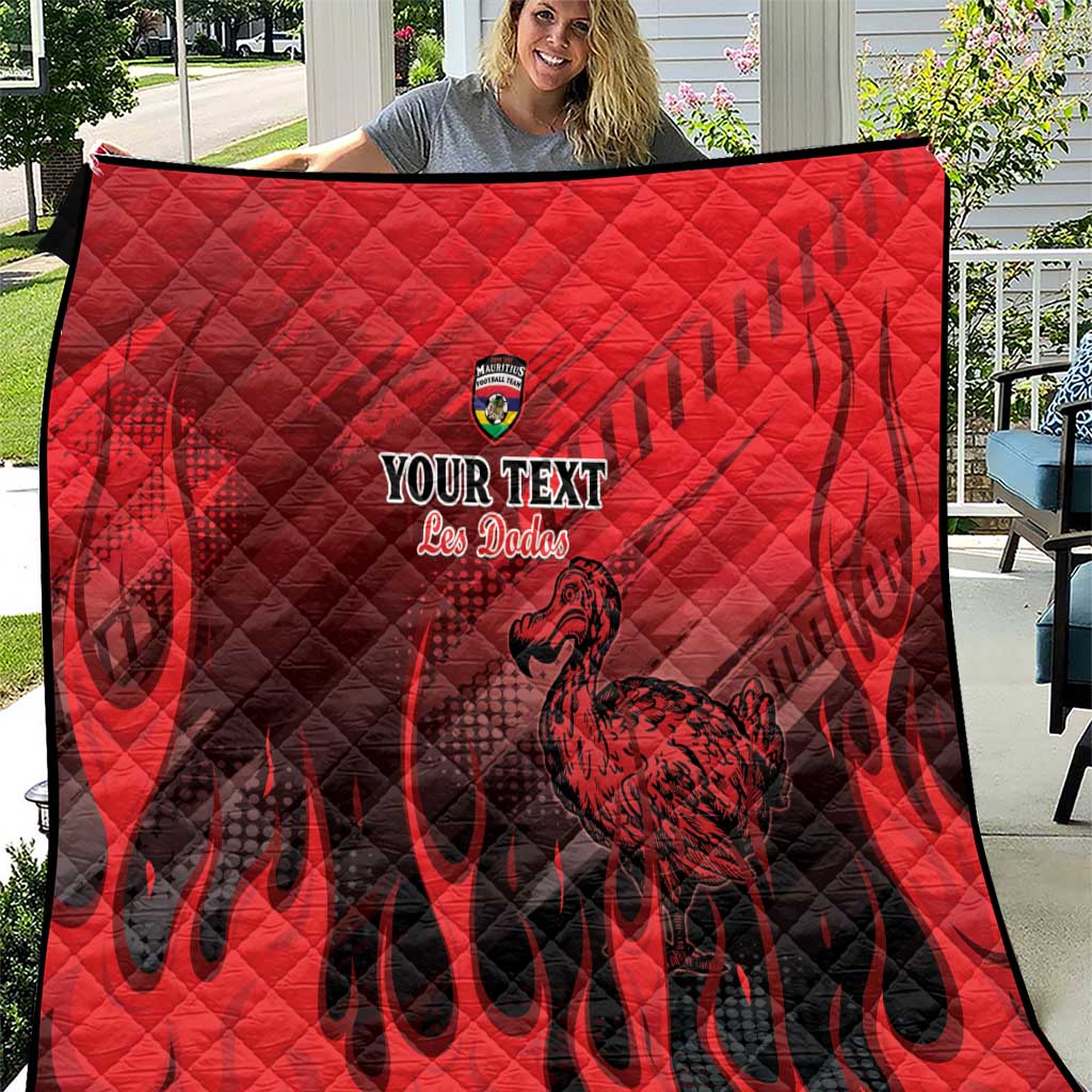 Personalised Mauritius Football Quilt Allez Les Dodos Grunge Style