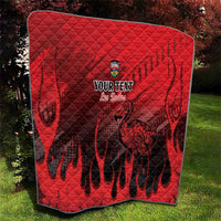 Personalised Mauritius Football Quilt Allez Les Dodos Grunge Style