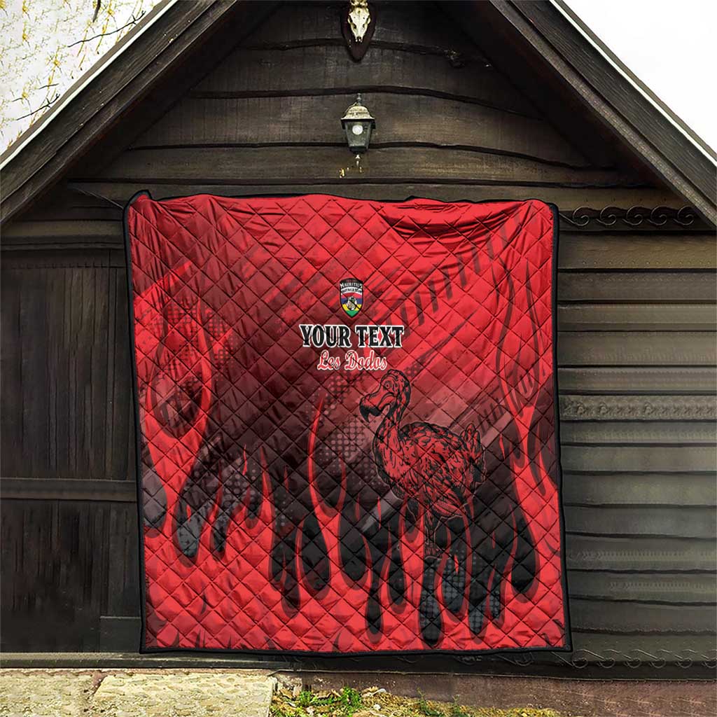 Personalised Mauritius Football Quilt Allez Les Dodos Grunge Style
