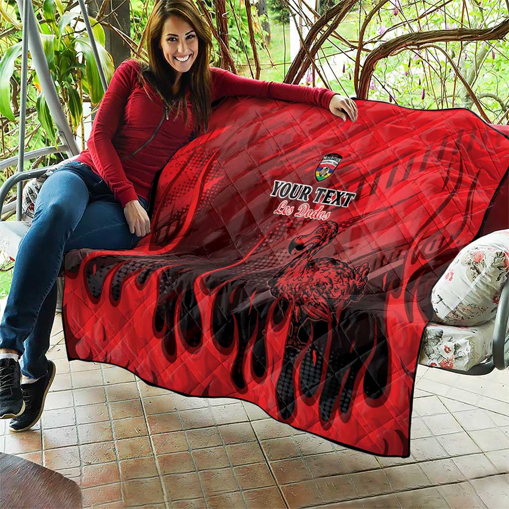 Personalised Mauritius Football Quilt Allez Les Dodos Grunge Style
