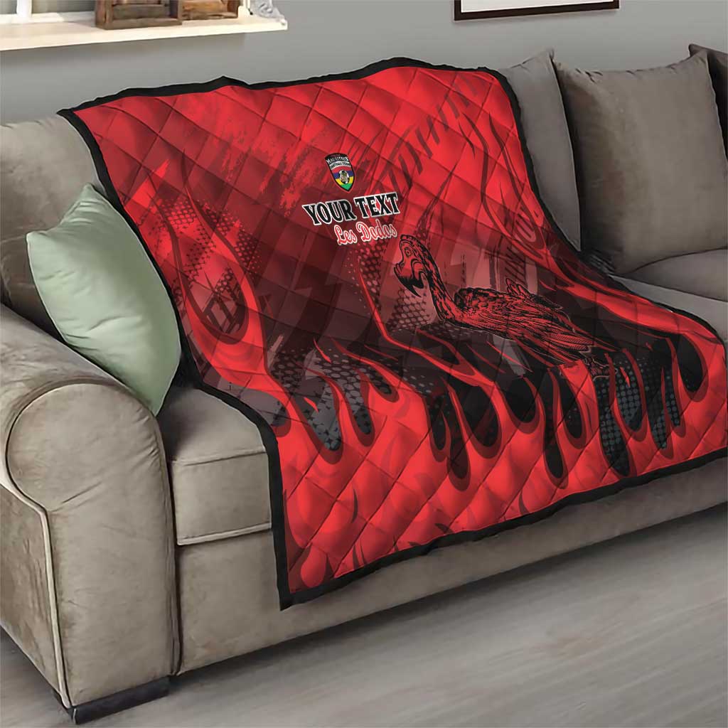 Personalised Mauritius Football Quilt Allez Les Dodos Grunge Style