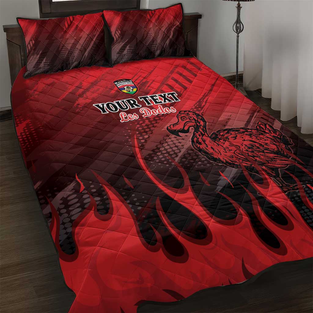 Personalised Mauritius Football Quilt Bed Set Allez Les Dodos Grunge Style