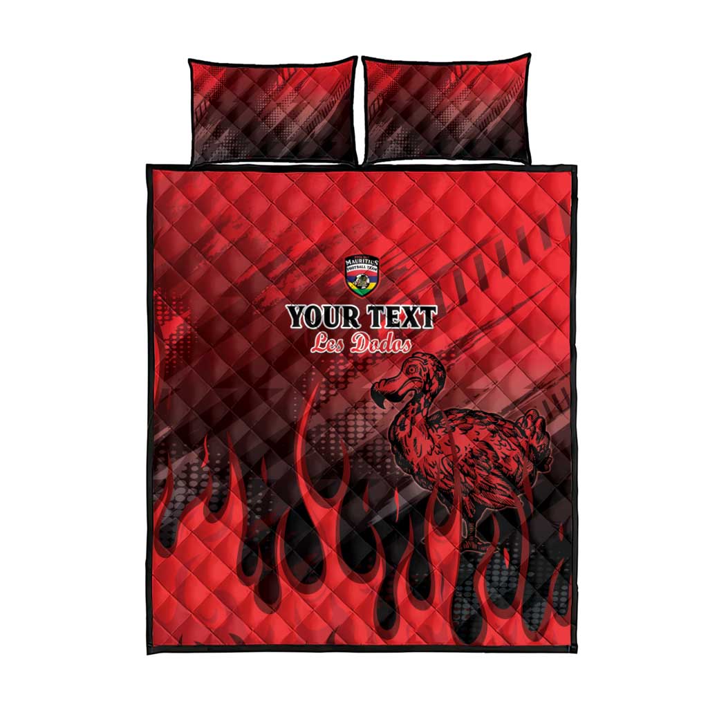 Personalised Mauritius Football Quilt Bed Set Allez Les Dodos Grunge Style