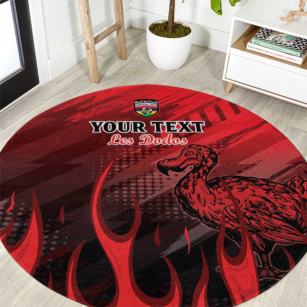 Personalised Mauritius Football Round Carpet Allez Les Dodos Grunge Style