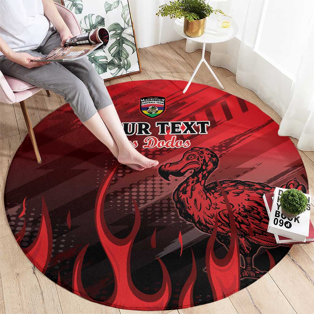 Personalised Mauritius Football Round Carpet Allez Les Dodos Grunge Style