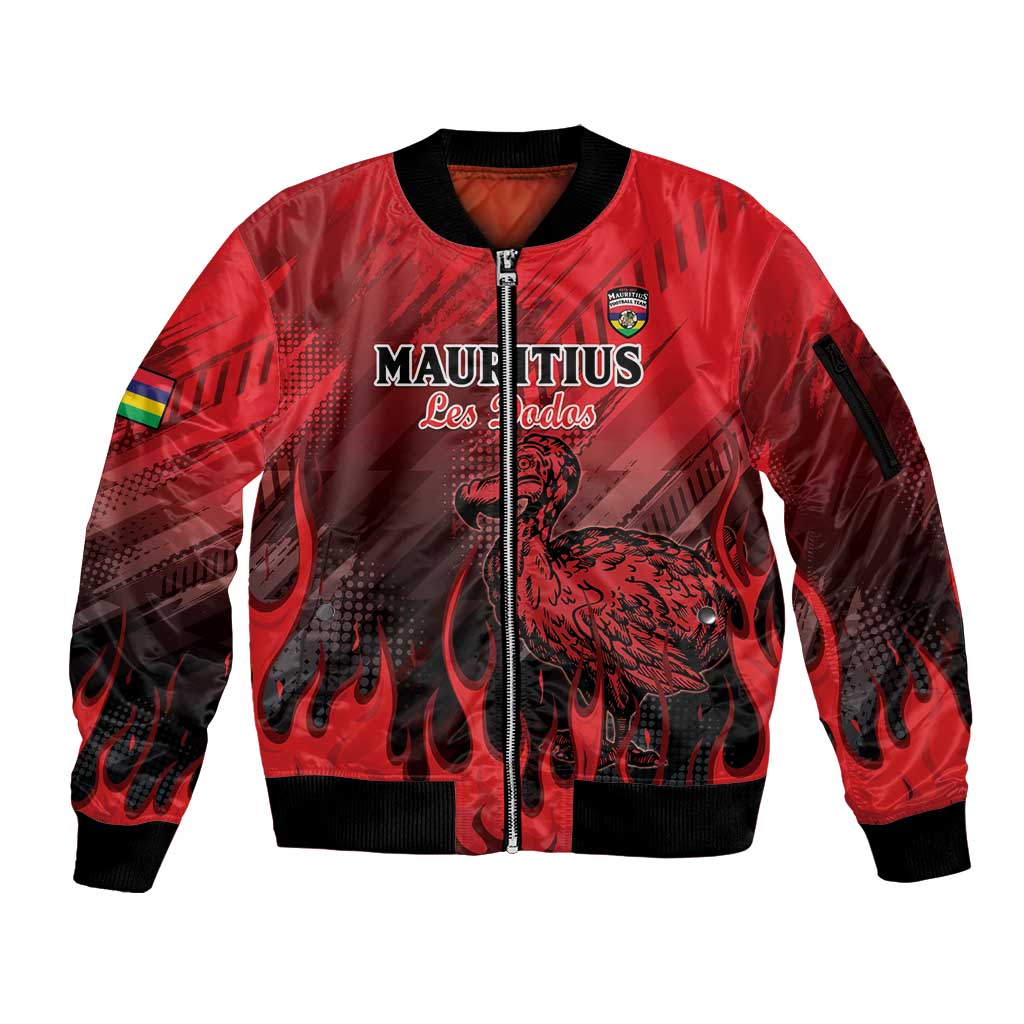 Personalised Mauritius Football Sleeve Zip Bomber Jacket Allez Les Dodos Grunge Style