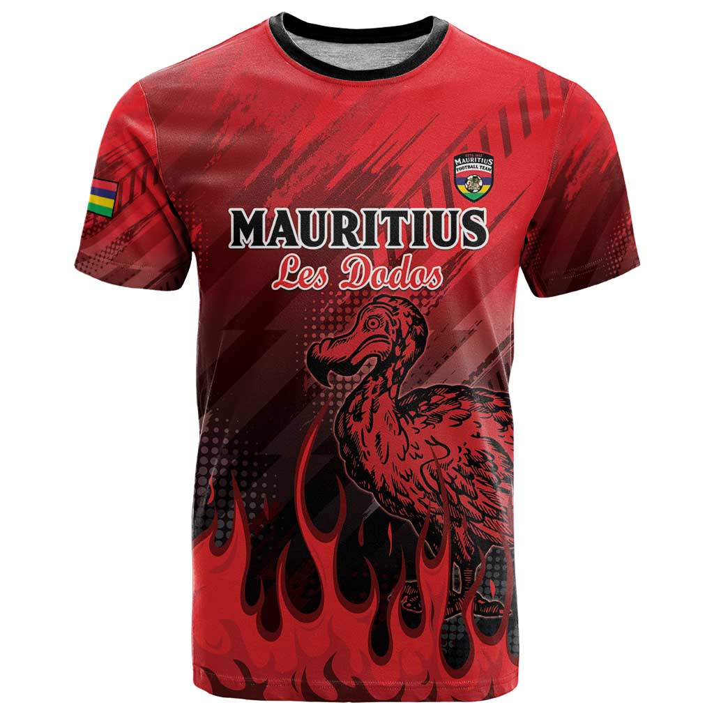 Personalised Mauritius Football T Shirt Allez Les Dodos Grunge Style