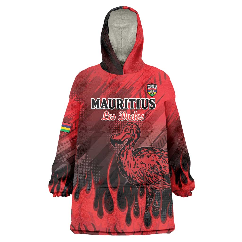 Personalised Mauritius Football Wearable Blanket Hoodie Allez Les Dodos Grunge Style