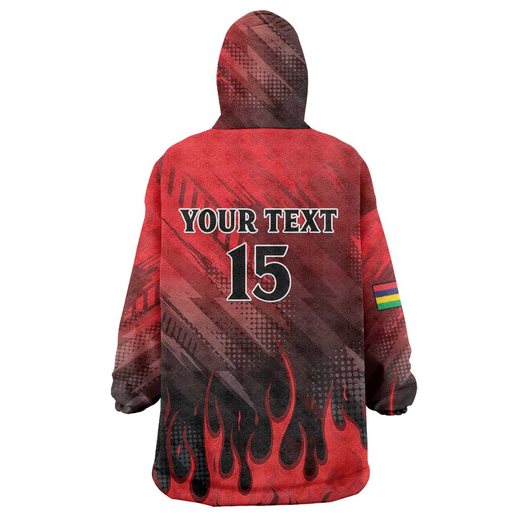 Personalised Mauritius Football Wearable Blanket Hoodie Allez Les Dodos Grunge Style