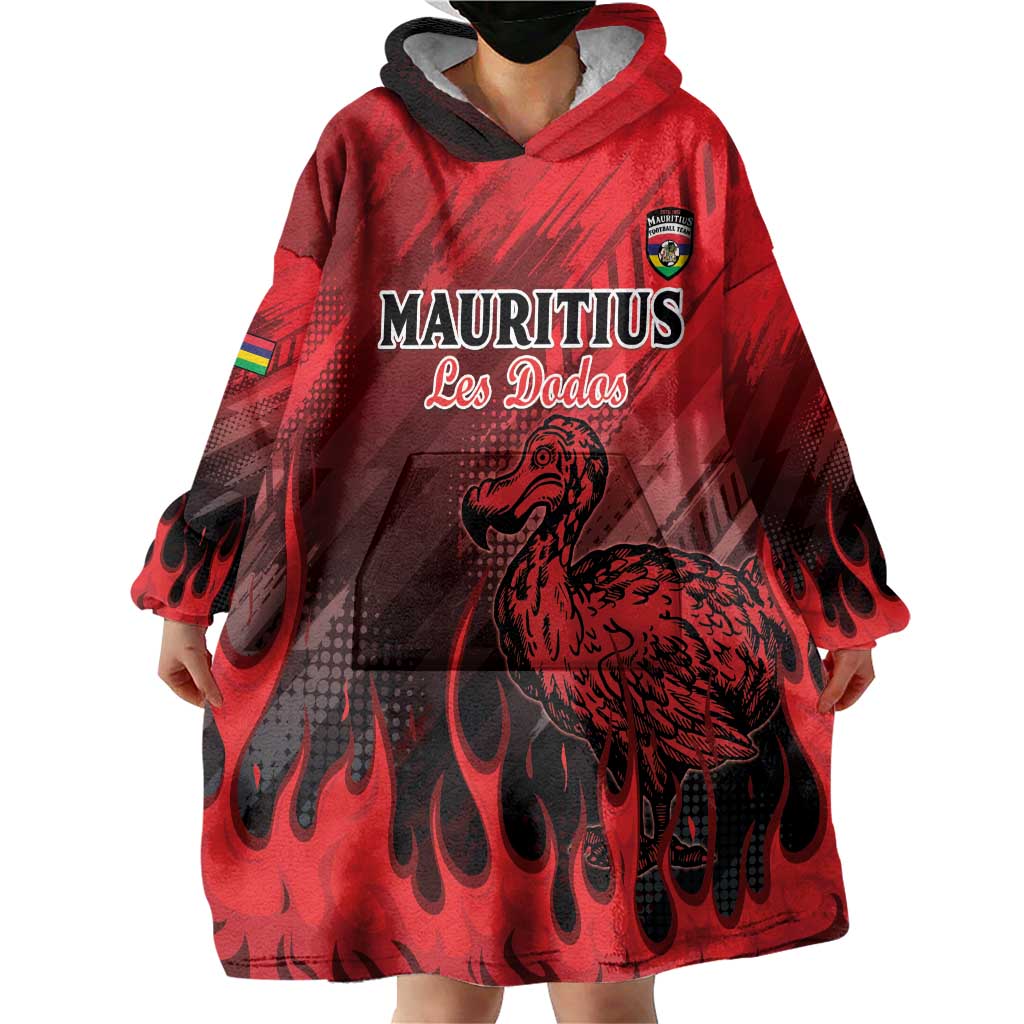 Personalised Mauritius Football Wearable Blanket Hoodie Allez Les Dodos Grunge Style