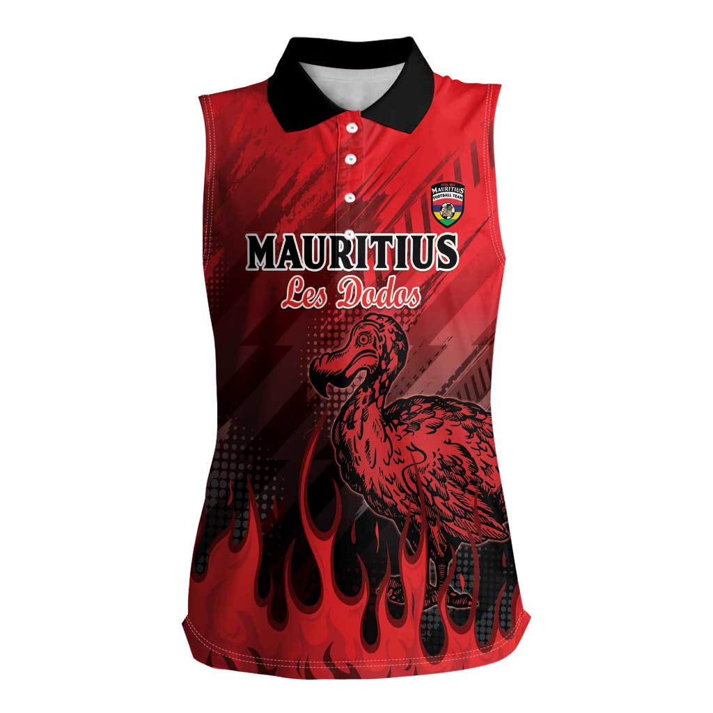 Personalised Mauritius Football Women Sleeveless Polo Shirt Allez Les Dodos Grunge Style