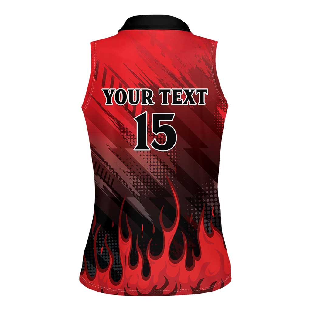 Personalised Mauritius Football Women Sleeveless Polo Shirt Allez Les Dodos Grunge Style