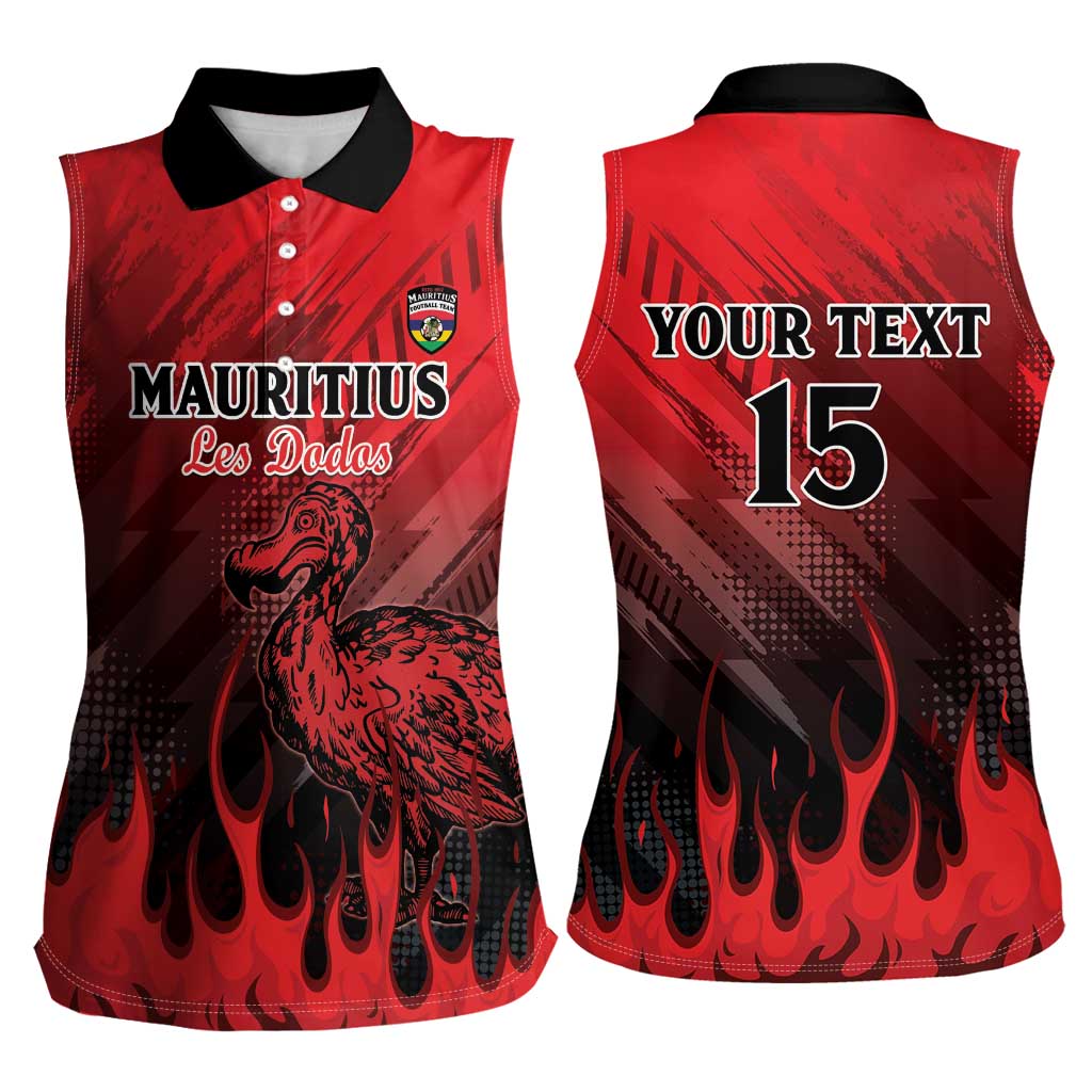 Personalised Mauritius Football Women Sleeveless Polo Shirt Allez Les Dodos Grunge Style