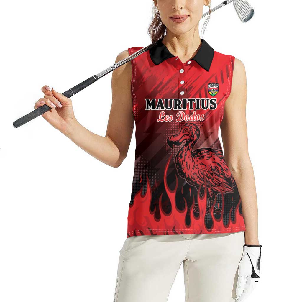 Personalised Mauritius Football Women Sleeveless Polo Shirt Allez Les Dodos Grunge Style