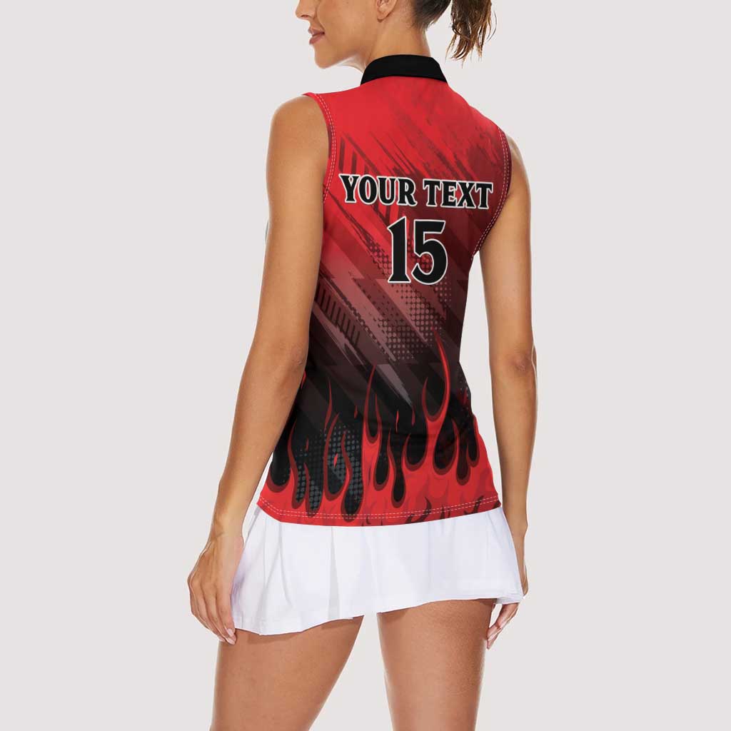 Personalised Mauritius Football Women Sleeveless Polo Shirt Allez Les Dodos Grunge Style