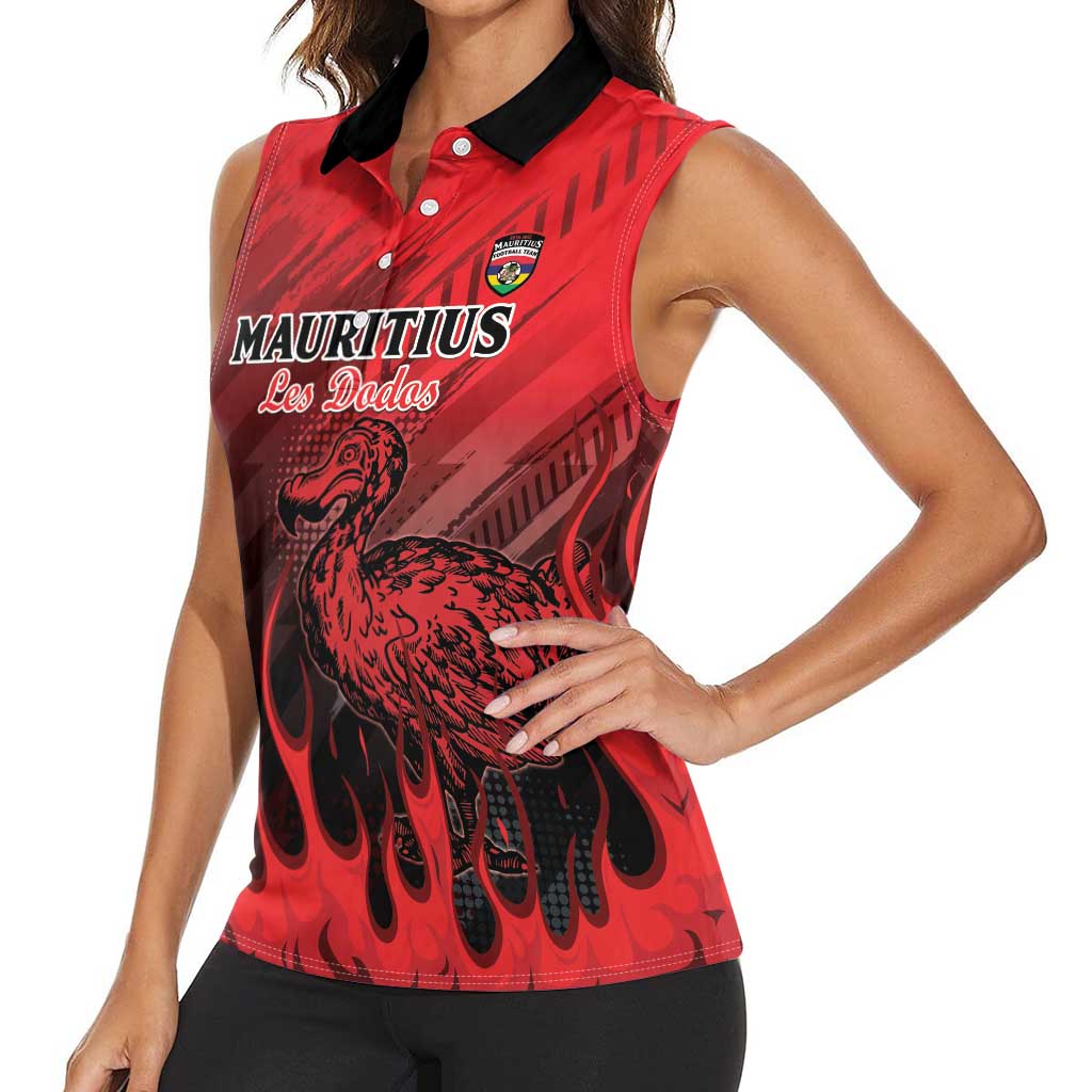 Personalised Mauritius Football Women Sleeveless Polo Shirt Allez Les Dodos Grunge Style