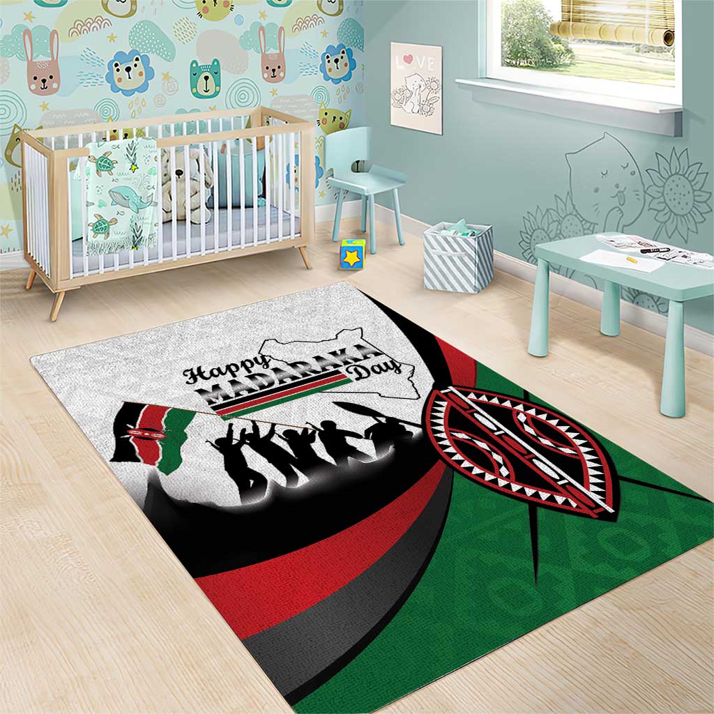 Happy Kenya Madaraka Day Area Rug Maasai Shield - Kenyan Pattern