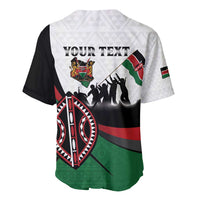 Personalised Happy Kenya Madaraka Day Baseball Jersey Maasai Shield - Kenyan Pattern