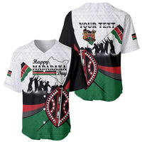 Personalised Happy Kenya Madaraka Day Baseball Jersey Maasai Shield - Kenyan Pattern