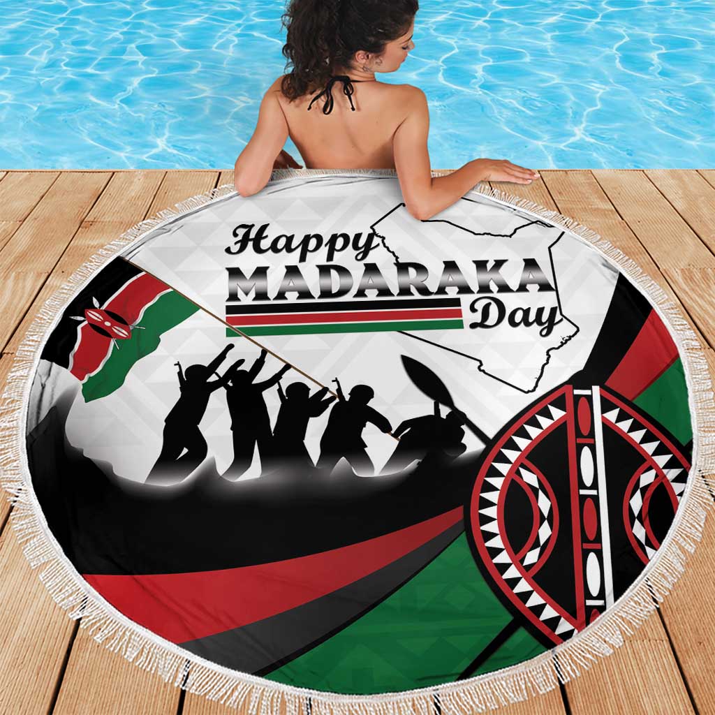Happy Kenya Madaraka Day Beach Blanket Maasai Shield - Kenyan Pattern