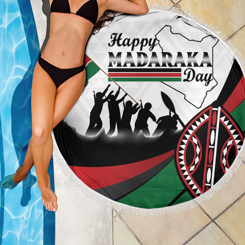 Happy Kenya Madaraka Day Beach Blanket Maasai Shield - Kenyan Pattern