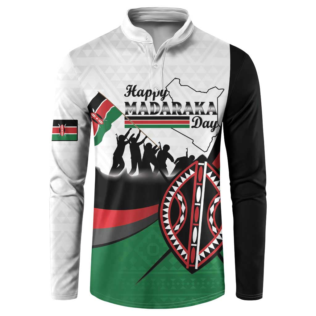 Personalised Happy Kenya Madaraka Day Button Sweatshirt Maasai Shield - Kenyan Pattern