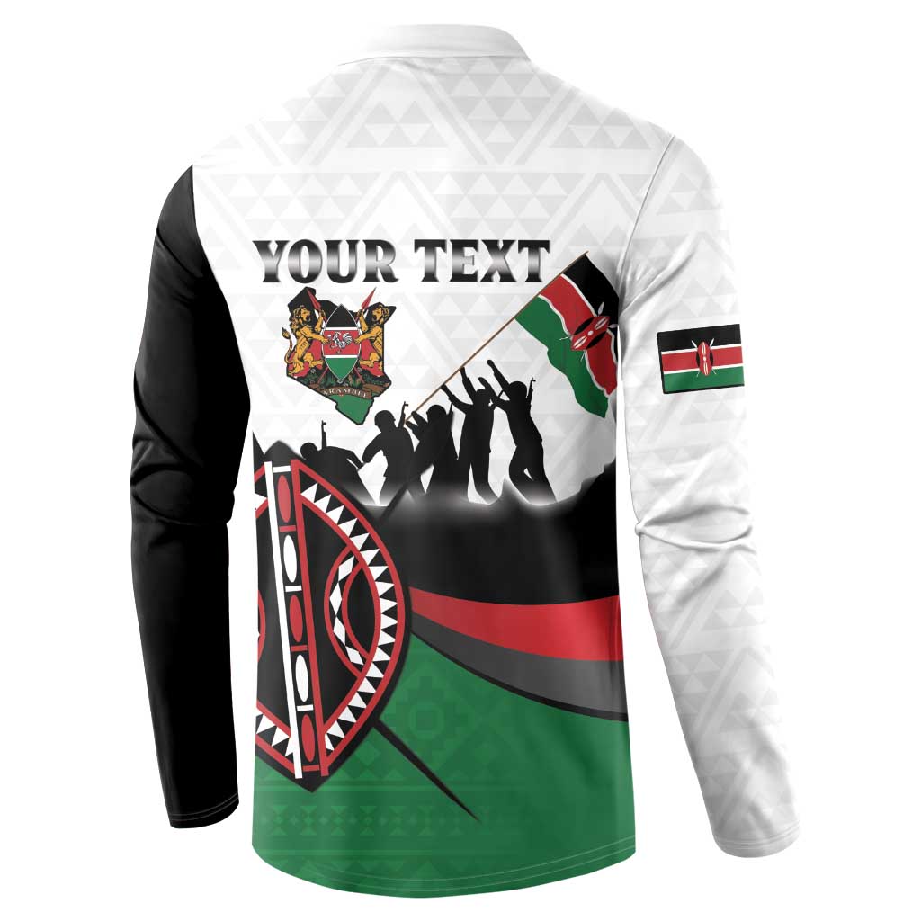Personalised Happy Kenya Madaraka Day Button Sweatshirt Maasai Shield - Kenyan Pattern