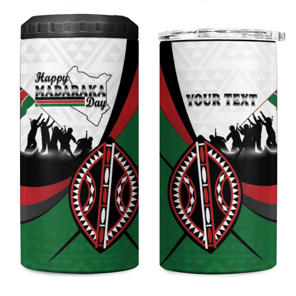 Personalised Happy Kenya Madaraka Day 4 in 1 Can Cooler Tumbler Maasai Shield - Kenyan Pattern