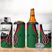 Personalised Happy Kenya Madaraka Day 4 in 1 Can Cooler Tumbler Maasai Shield - Kenyan Pattern