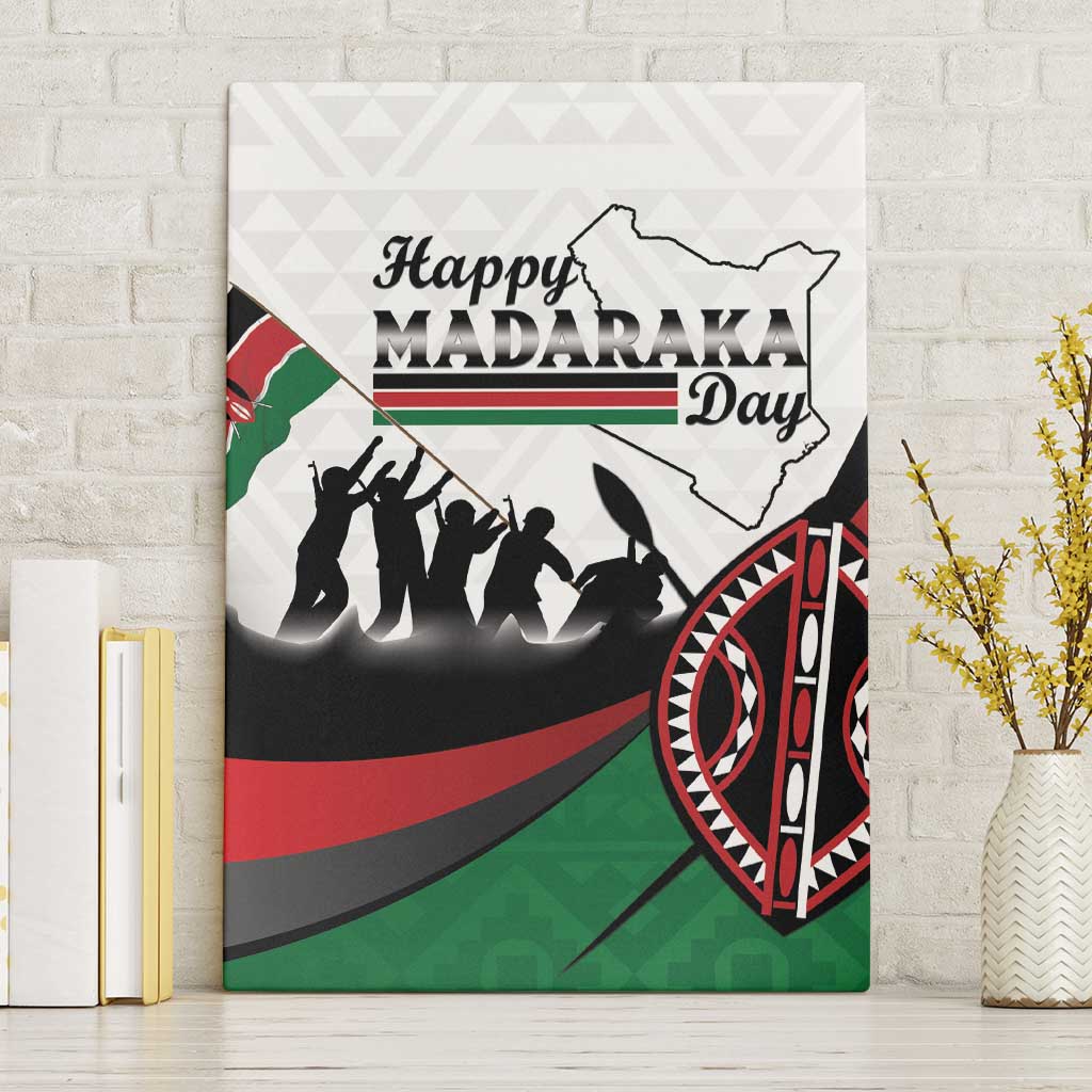 Happy Kenya Madaraka Day Canvas Wall Art Maasai Shield - Kenyan Pattern