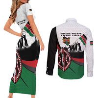 Personalised Happy Kenya Madaraka Day Couples Matching Short Sleeve Bodycon Dress and Long Sleeve Button Shirt Maasai Shield - Kenyan Pattern