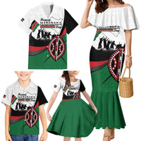 Personalised Happy Kenya Madaraka Day Family Matching Mermaid Dress and Hawaiian Shirt Maasai Shield - Kenyan Pattern