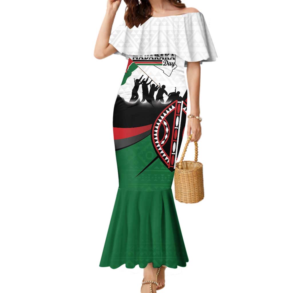 Personalised Happy Kenya Madaraka Day Family Matching Mermaid Dress and Hawaiian Shirt Maasai Shield - Kenyan Pattern