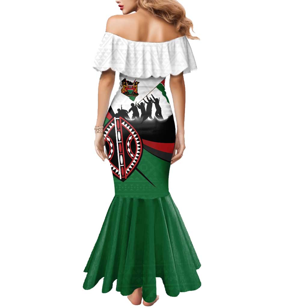 Personalised Happy Kenya Madaraka Day Family Matching Mermaid Dress and Hawaiian Shirt Maasai Shield - Kenyan Pattern