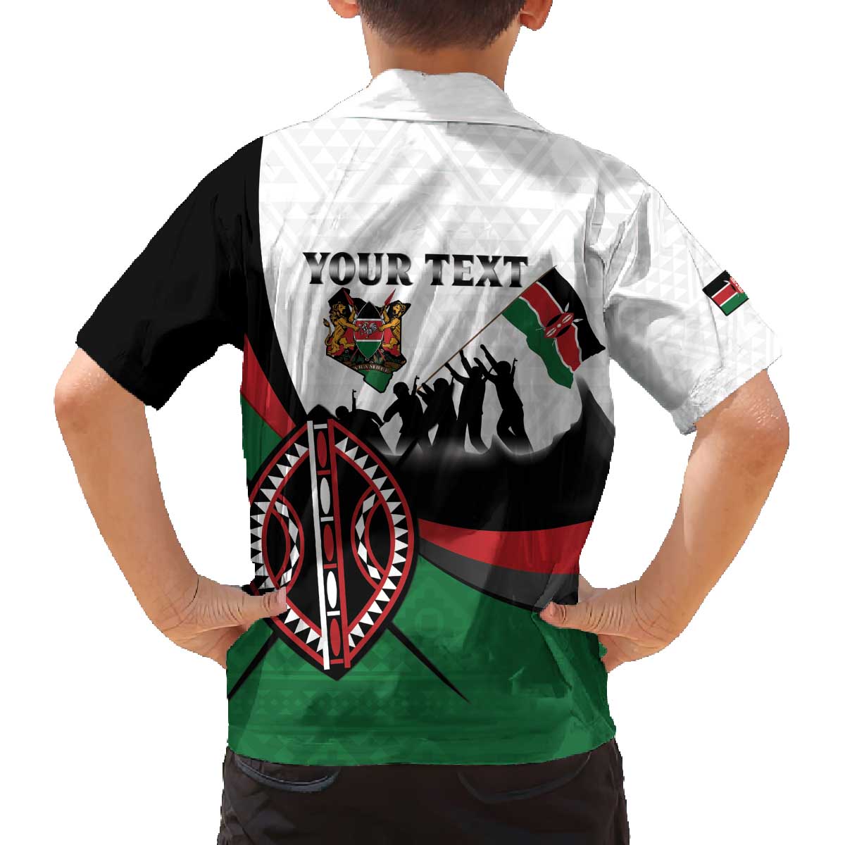 Personalised Happy Kenya Madaraka Day Family Matching Off The Shoulder Long Sleeve Dress and Hawaiian Shirt Maasai Shield - Kenyan Pattern