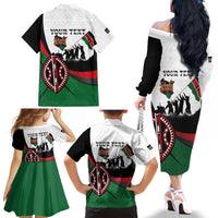 Personalised Happy Kenya Madaraka Day Family Matching Off The Shoulder Long Sleeve Dress and Hawaiian Shirt Maasai Shield - Kenyan Pattern