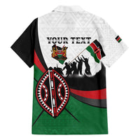 Personalised Happy Kenya Madaraka Day Family Matching Off The Shoulder Long Sleeve Dress and Hawaiian Shirt Maasai Shield - Kenyan Pattern