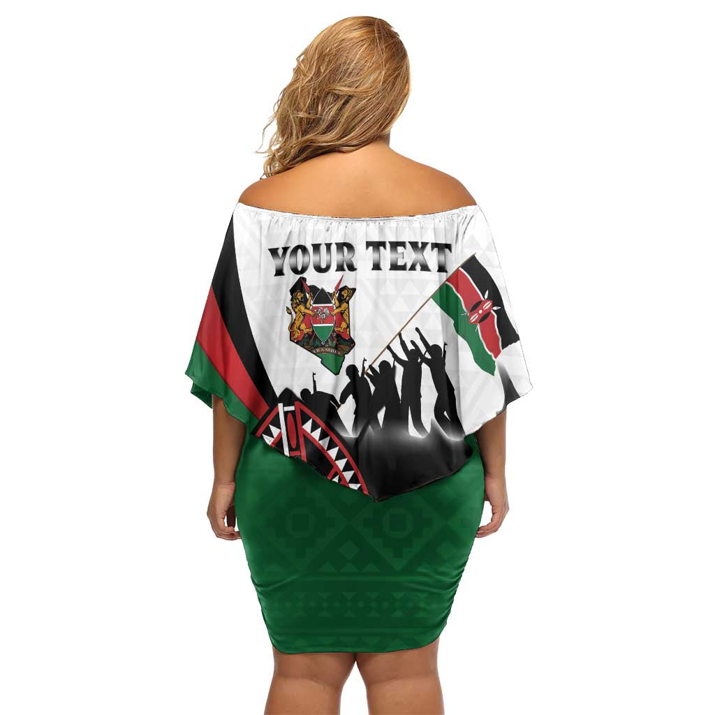 Personalised Happy Kenya Madaraka Day Family Matching Off Shoulder Short Dress and Hawaiian Shirt Maasai Shield - Kenyan Pattern