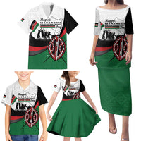 Personalised Happy Kenya Madaraka Day Family Matching Puletasi and Hawaiian Shirt Maasai Shield - Kenyan Pattern