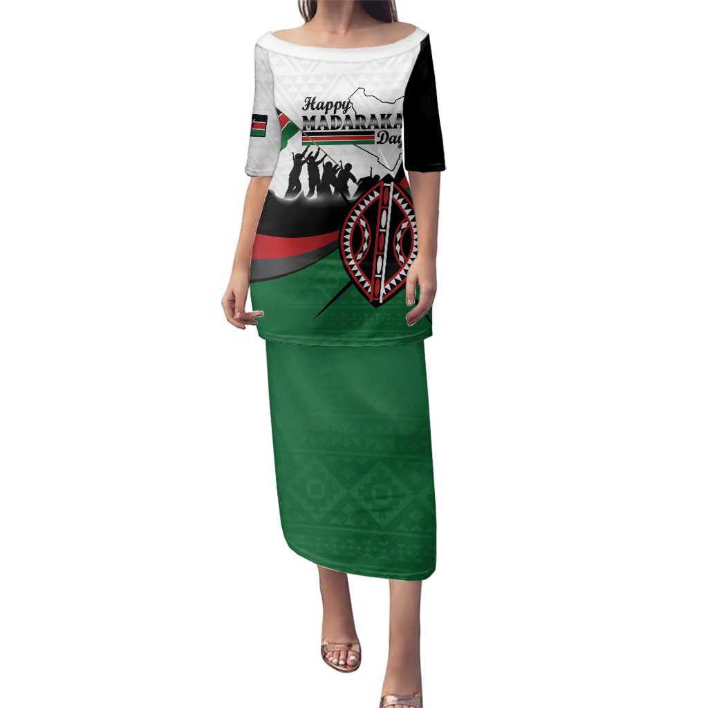 Personalised Happy Kenya Madaraka Day Family Matching Puletasi and Hawaiian Shirt Maasai Shield - Kenyan Pattern