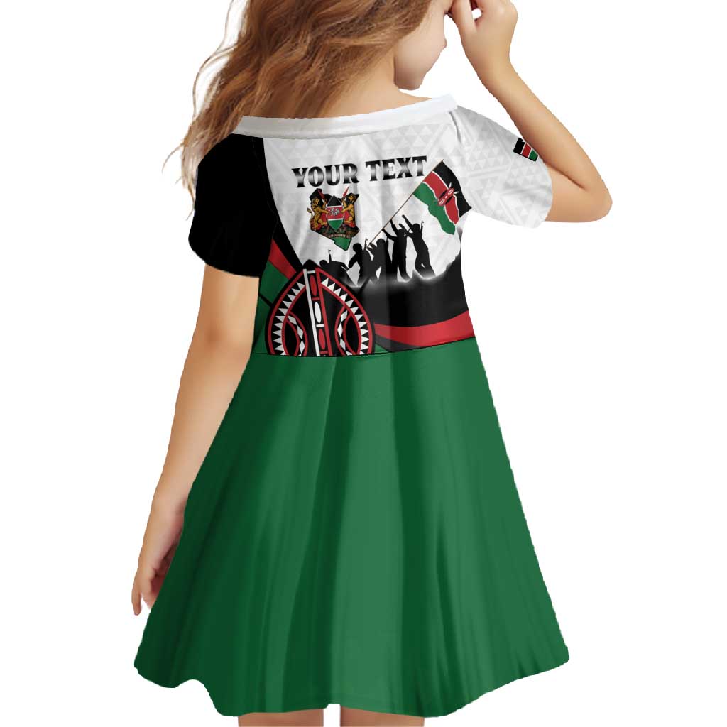 Personalised Happy Kenya Madaraka Day Family Matching Short Sleeve Bodycon Dress and Hawaiian Shirt Maasai Shield - Kenyan Pattern