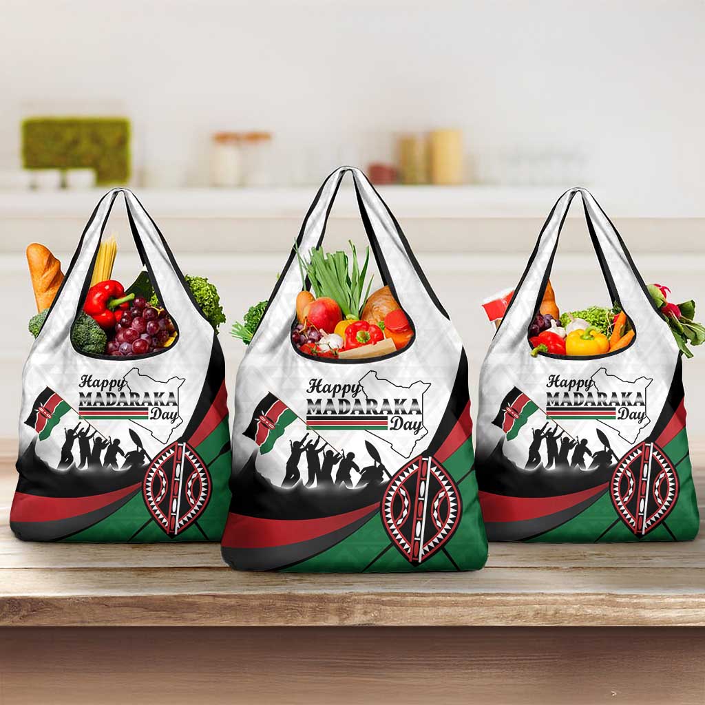 Happy Kenya Madaraka Day Grocery Bag Maasai Shield - Kenyan Pattern