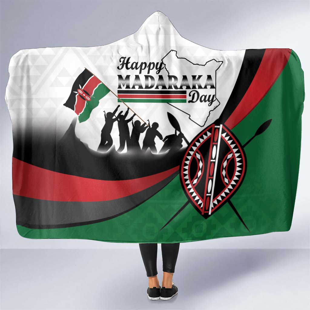 Happy Kenya Madaraka Day Hooded Blanket Maasai Shield - Kenyan Pattern