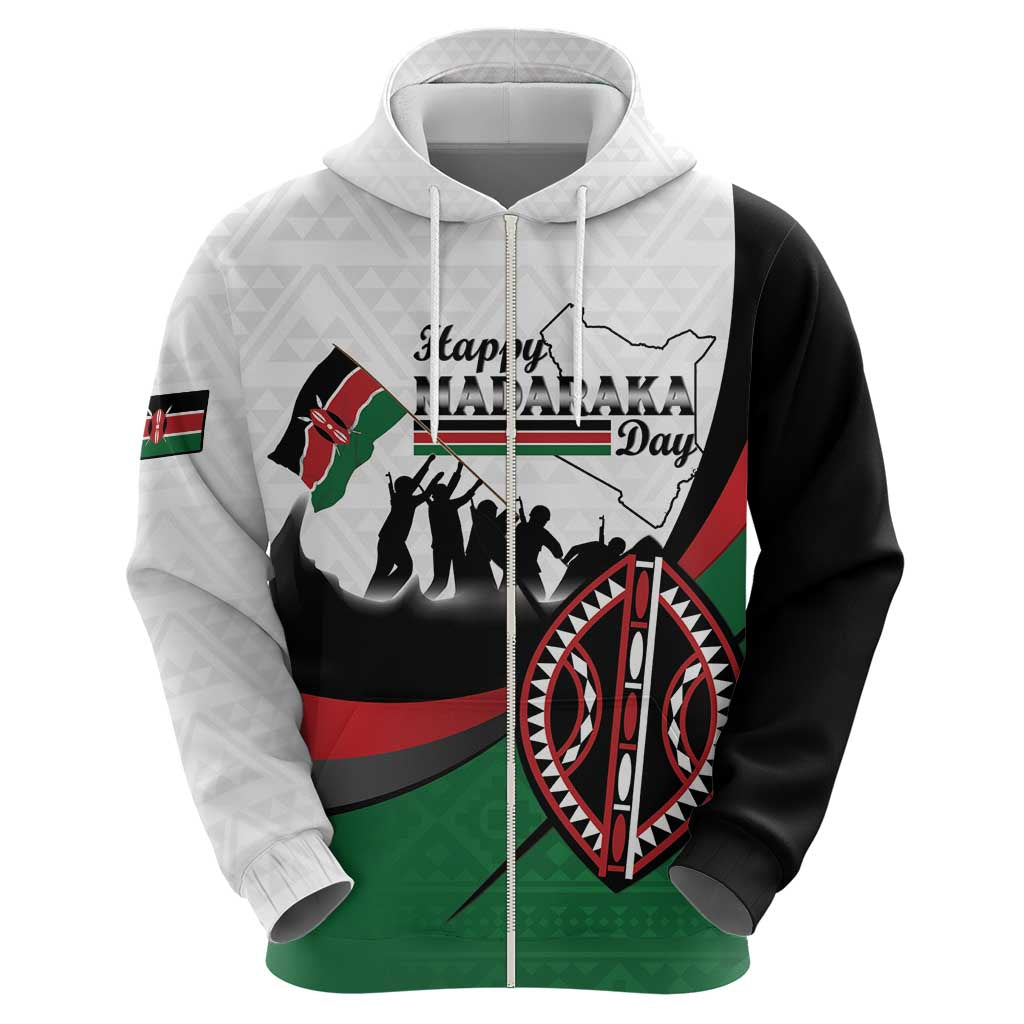Personalised Happy Kenya Madaraka Day Hoodie Maasai Shield - Kenyan Pattern