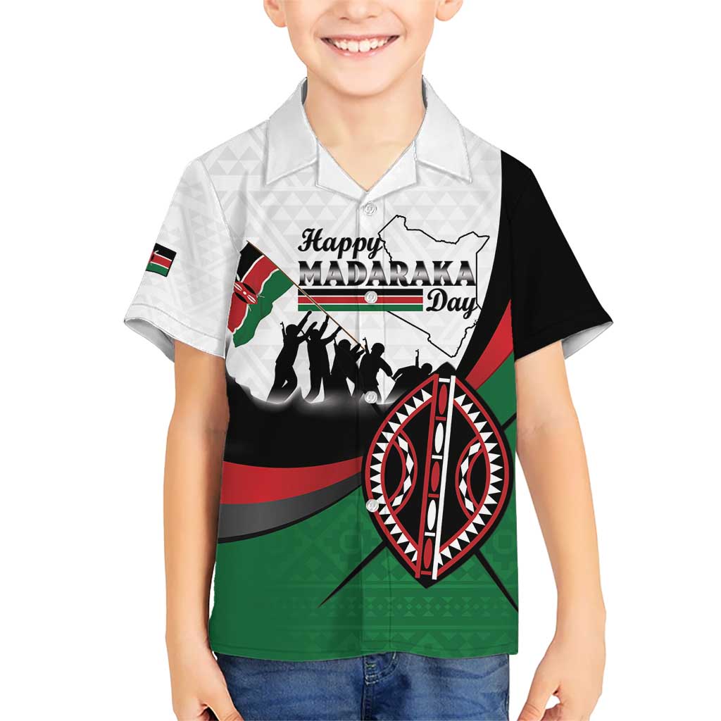Personalised Happy Kenya Madaraka Day Kid Hawaiian Shirt Maasai Shield - Kenyan Pattern