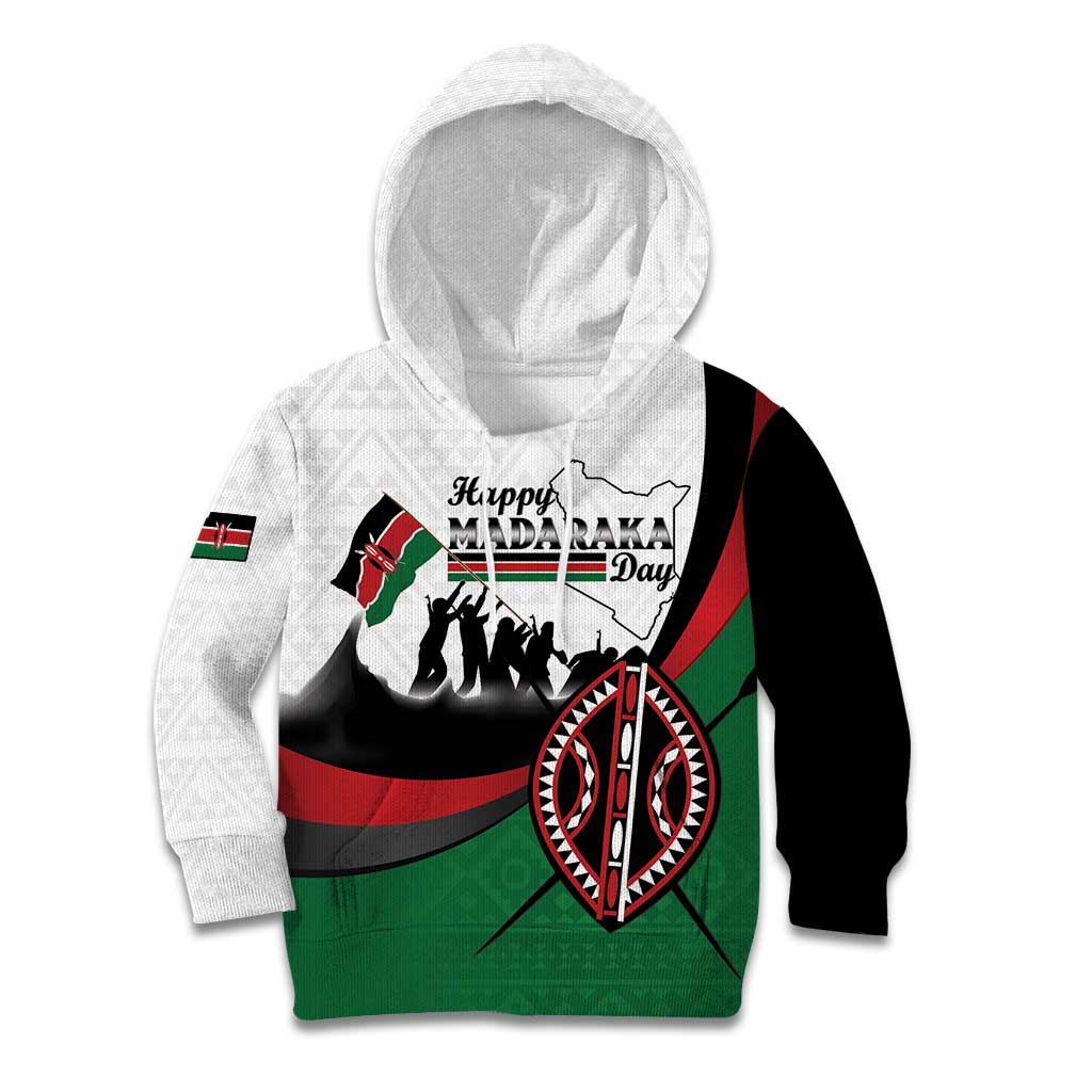 Personalised Happy Kenya Madaraka Day Kid Hoodie Maasai Shield - Kenyan Pattern
