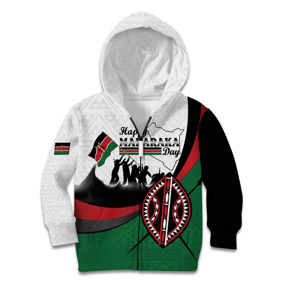 Personalised Happy Kenya Madaraka Day Kid Hoodie Maasai Shield - Kenyan Pattern