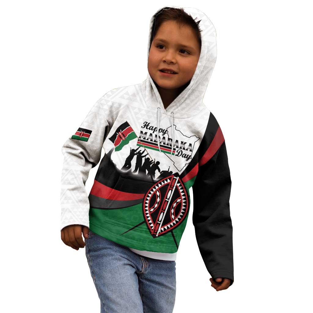 Personalised Happy Kenya Madaraka Day Kid Hoodie Maasai Shield - Kenyan Pattern