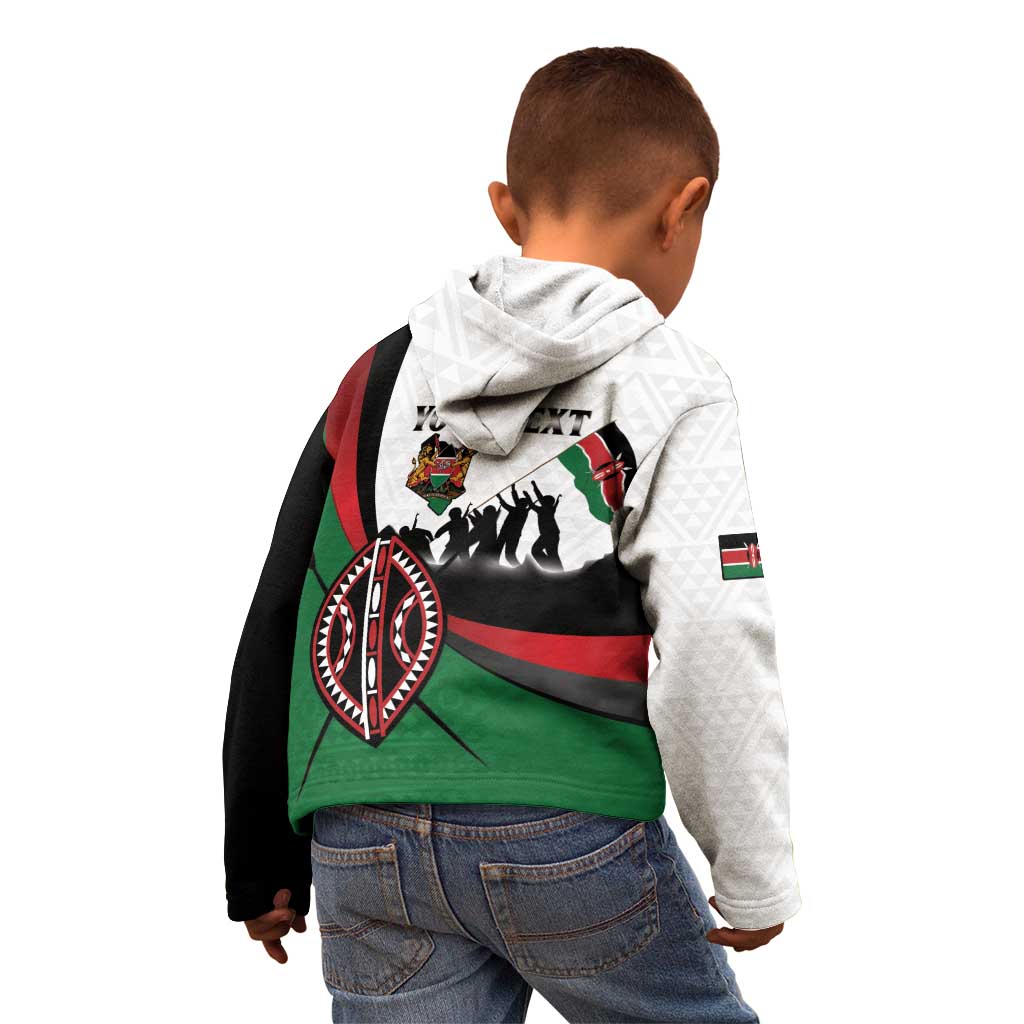 Personalised Happy Kenya Madaraka Day Kid Hoodie Maasai Shield - Kenyan Pattern